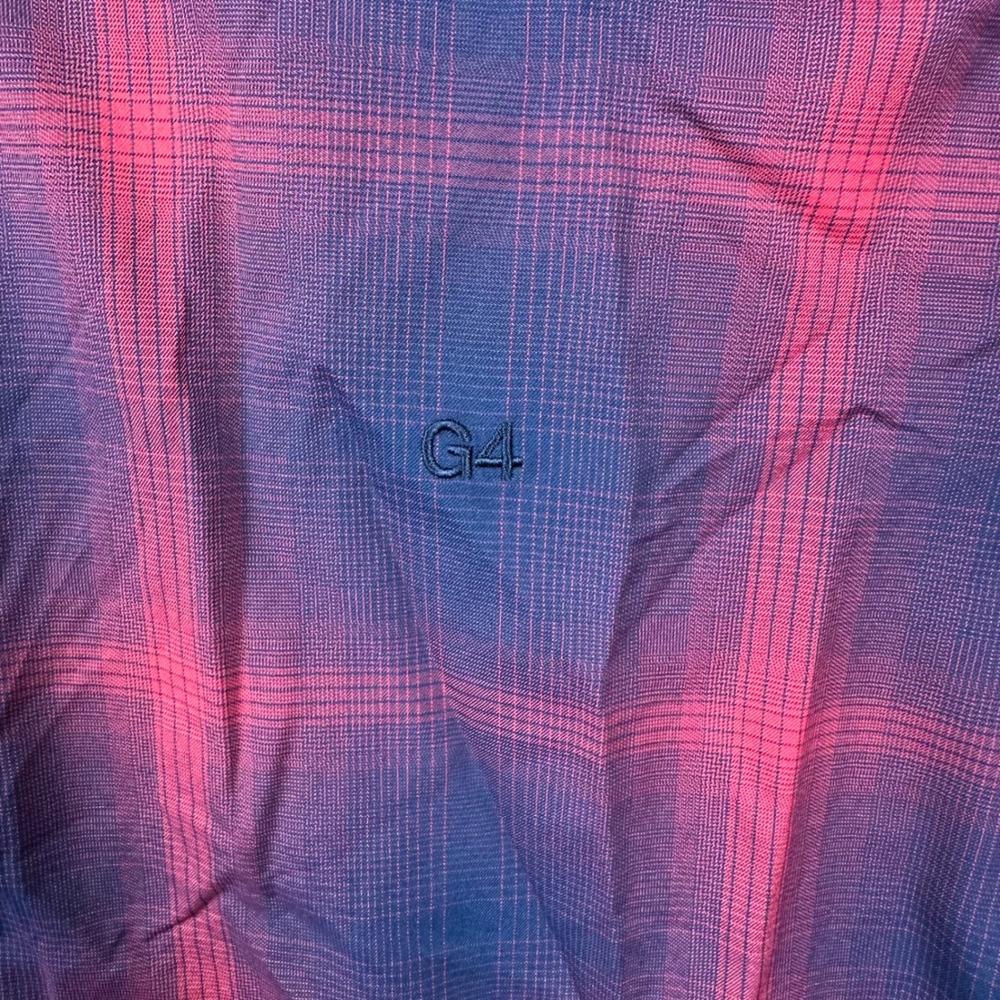 G/FORE Men's Midnight Sky Woven Shirt Long Sleeve Button Up Red Blue Size Large - Picture 4 of 7